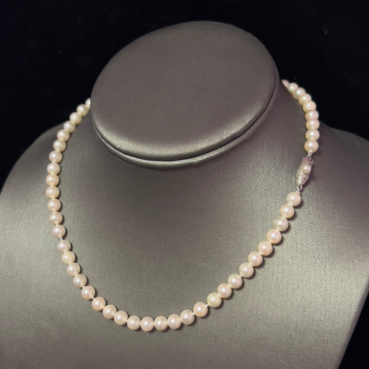 Mikimoto Estate Akoya Pearl Necklace 15.5" Sterling Silver 6 mm M429