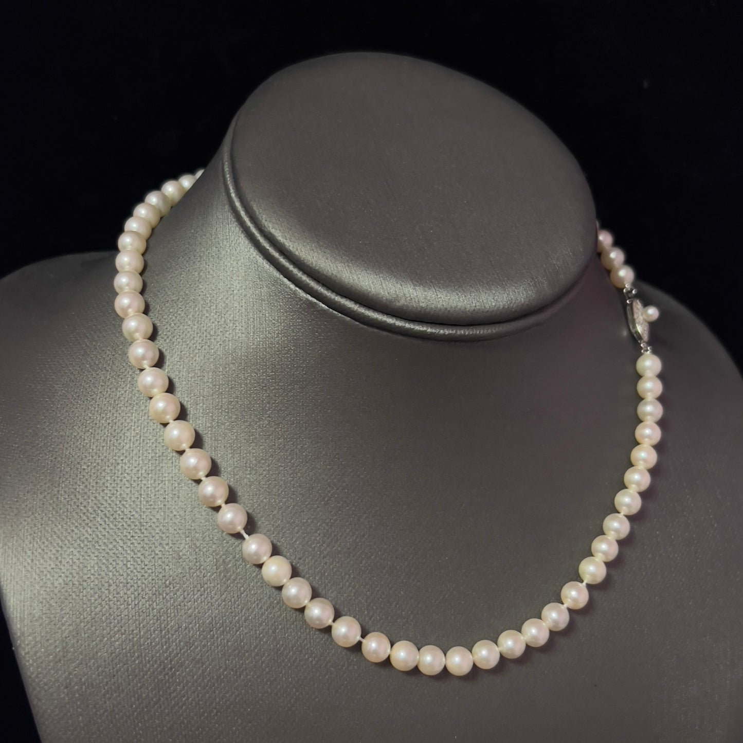 Mikimoto Estate Akoya Pearl Necklace 15.5" Sterling Silver 6 mm M429