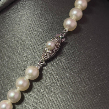 Mikimoto Estate Akoya Pearl Necklace 15.5" Sterling Silver 6 mm M429