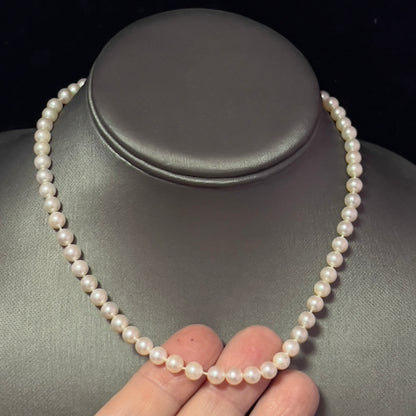 Mikimoto Estate Akoya Pearl Necklace 15.5" Sterling Silver 6 mm M429