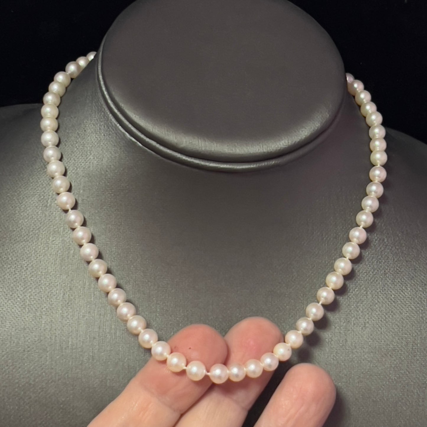 Mikimoto Estate Akoya Pearl Necklace 15.5" Sterling Silver 6 mm M429