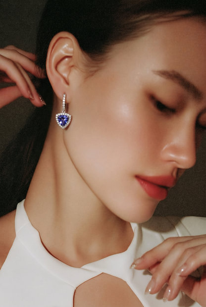 Natural Sapphire Diamond Earrings 14k Gold 4.14 TCW Certified $4,950 604426