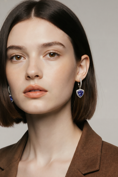 Natural Sapphire Diamond Earrings 14k Gold 4.14 TCW Certified $4,950 604426