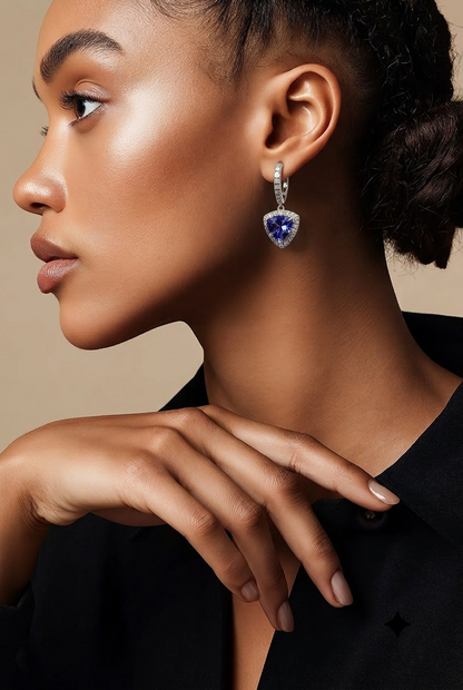 Natural Sapphire Diamond Earrings 14k Gold 4.14 TCW Certified $4,950 604426