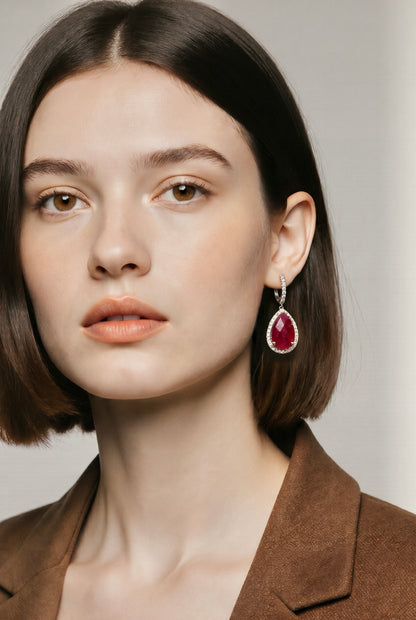 Natural Ruby Diamond Earrings 14k Gold 14.12 TCW Certified $6,950 604478