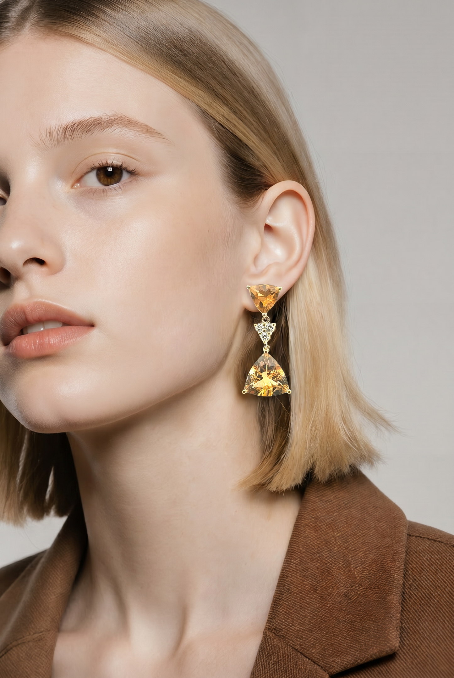 Natural Citrine Diamond Earrings 14k Gold 10.02 TCW Certified $4,950 604466