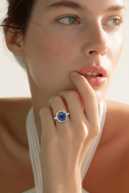 Natural Sapphire Diamond Ring Size 7 14k Gold 6.28 TCW Certified $5,950 604436