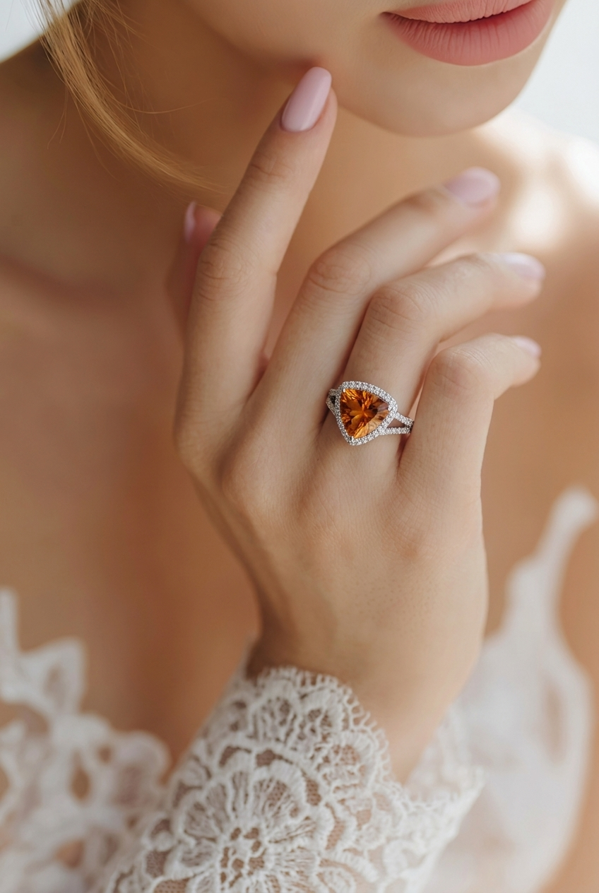 Natural Citrine Diamond Ring Size 6 14k Gold 3.76 TCW Certified $4,950 604464