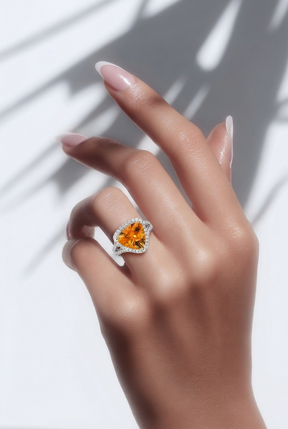 Natural Citrine Diamond Ring Size 6 14k Gold 3.76 TCW Certified $4,950 604464