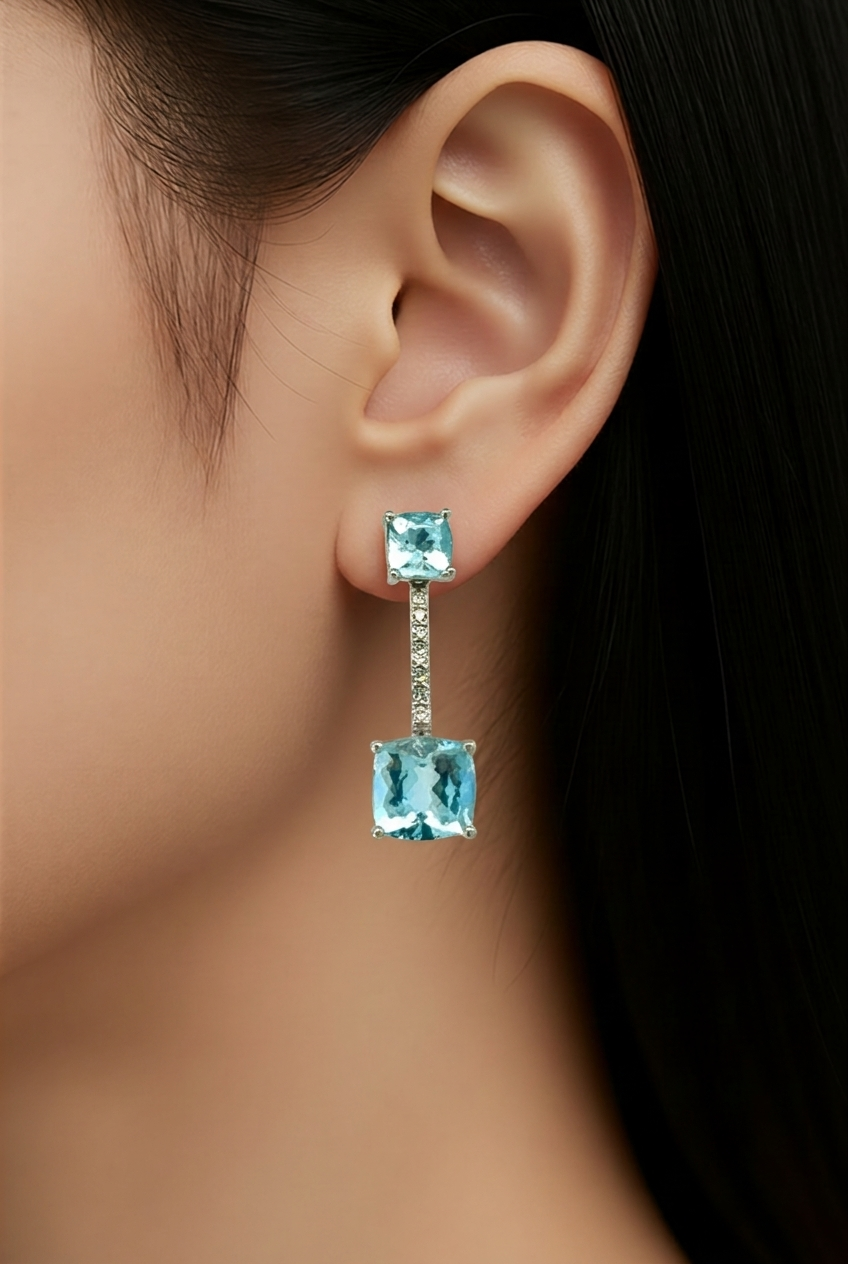 Natural Aquamarine Diamond Earrings 14k Gold 5.81 TCW Certified $4,950 601190