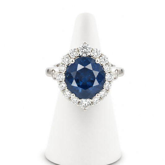 Natural Sapphire Diamond Ring Size 7 14k Gold 9.76 TCW Certified $8,950 604443