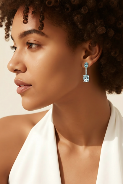 Natural Aquamarine Diamond Earrings 14k Gold 4.95 TCW Certified $4,950 601192