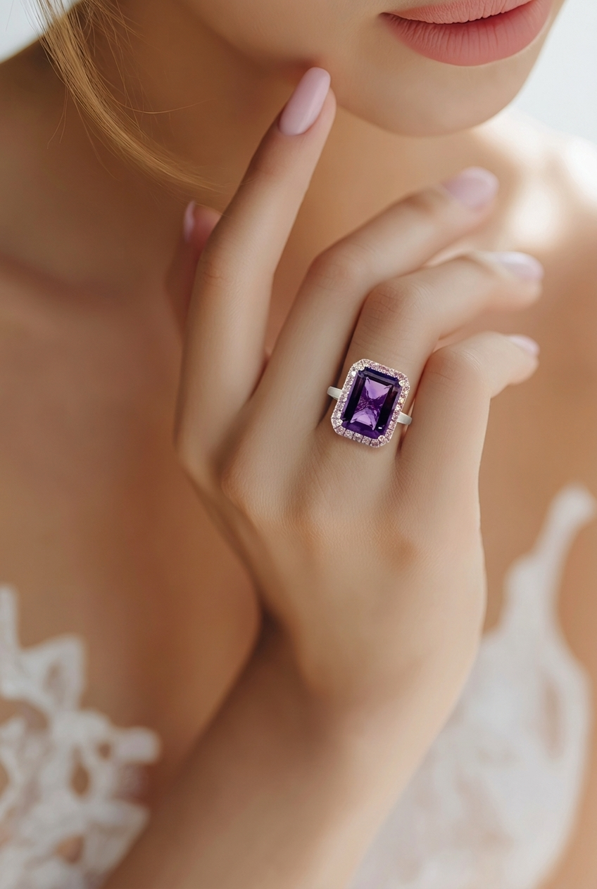Natural Amethyst Sapphire Ring Size 6.5 14k Gold 6.6 TCW Certified $4,950 601178