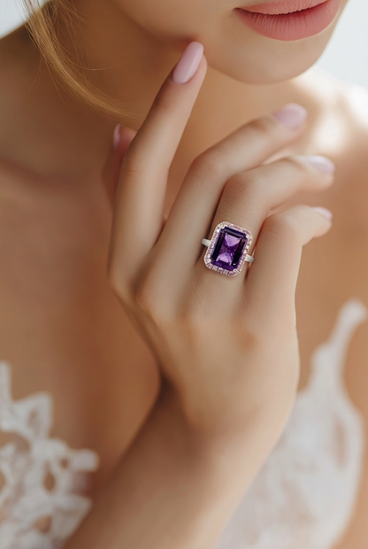Natural Amethyst Sapphire Ring Size 6.5 14k Gold 6.6 TCW Certified $4,950 601178