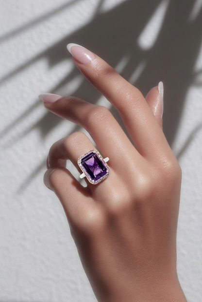 Natural Amethyst Sapphire Ring Size 6.5 14k Gold 6.6 TCW Certified $4,950 601178