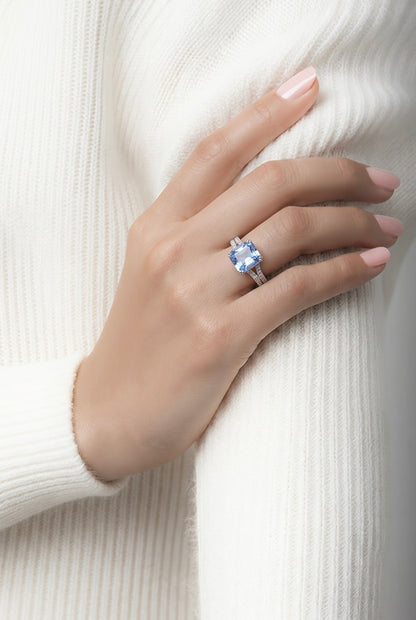 Natural Sapphire Diamond Ring Size 7 14k Gold 3.38 TCW Certified $4,950 604431