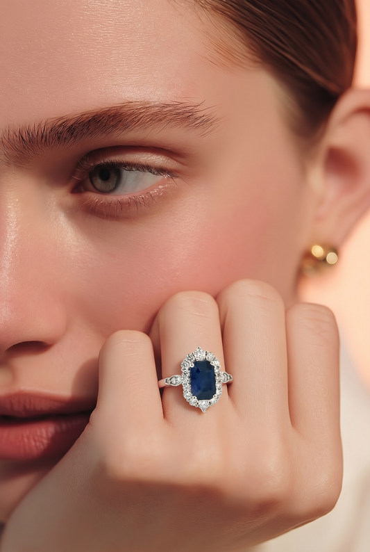 Natural Sapphire Diamond Ring Size 7 14k Gold 9.01 TCW Certified $8,950 604444