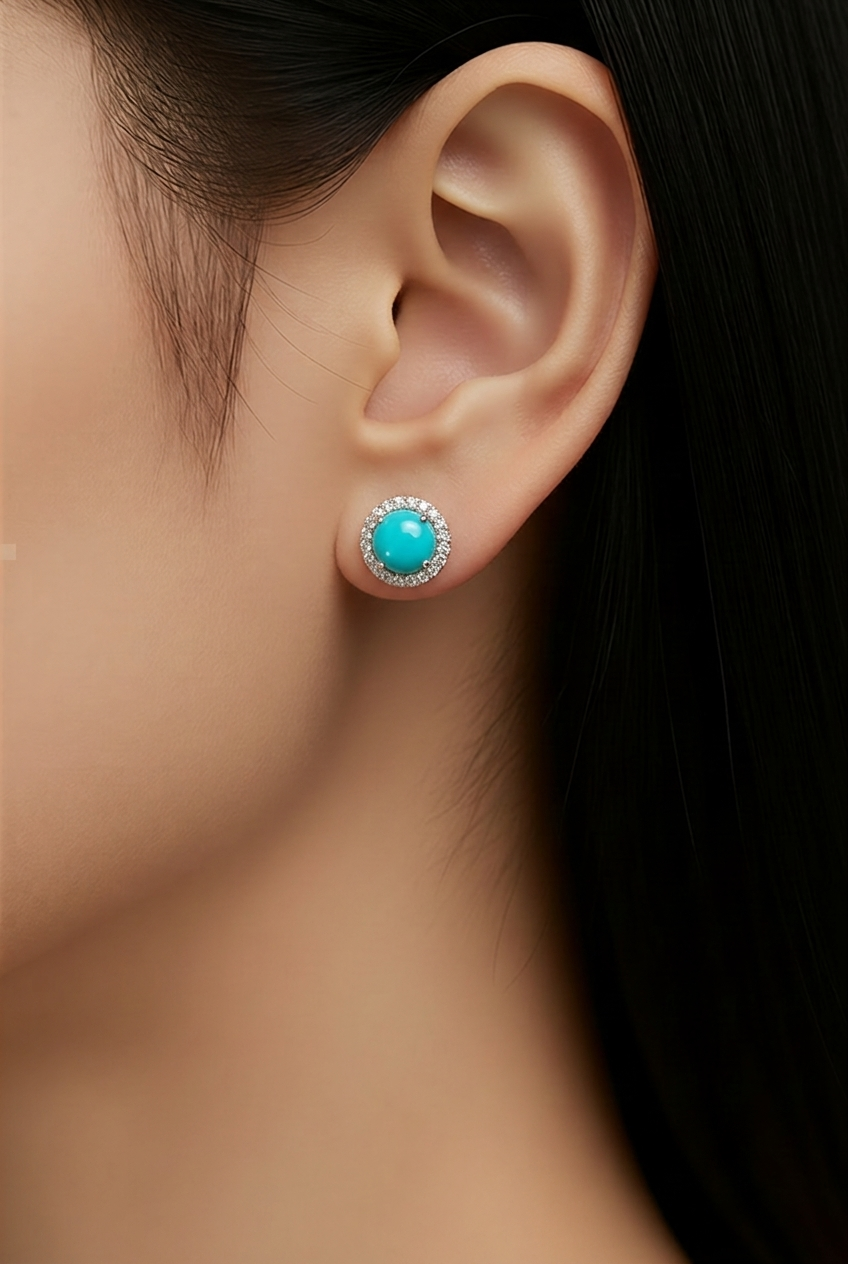 Natural Turquoise Diamond Earrings 14k Gold 1.36 TCW Certified $1,950 217837