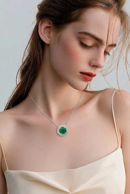 Natural Emerald Diamond Necklace 17" 14k Gold 2.07 TCW Certified $3,950 508580