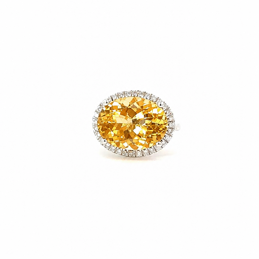 Natural Citrine Diamond Ring Size 6.5 14k Gold 9.6 TCW Certified $4,950 604473