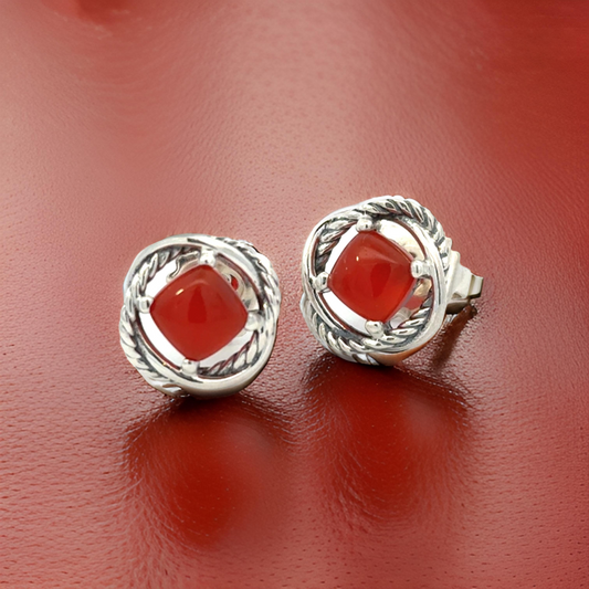 David Yurman Estate Carnelian Infinity Earrings 14kt + Silver DY536