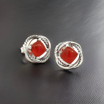David Yurman Estate Carnelian Infinity Earrings 14kt + Silver DY536
