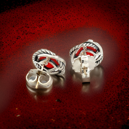 David Yurman Estate Carnelian Infinity Earrings 14kt + Silver DY536