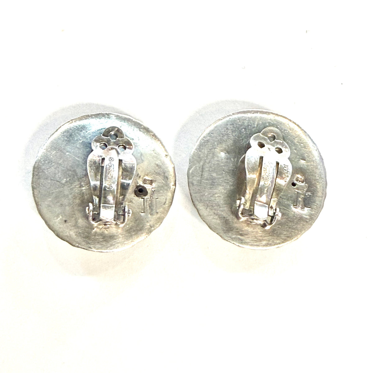 John Hardy Estate Basket Weave Round Clip-on Earrings Sterling Silver JH112