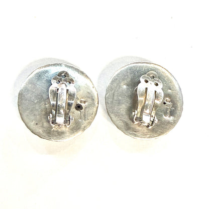 John Hardy Estate Basket Weave Round Clip-on Earrings Sterling Silver JH112