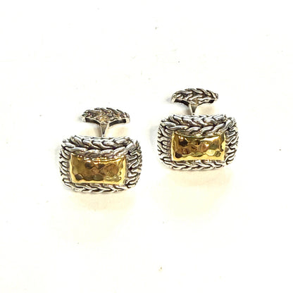 John Hardy Estate Sterling Silver Cufflinks 22K Yellow Gold JH115