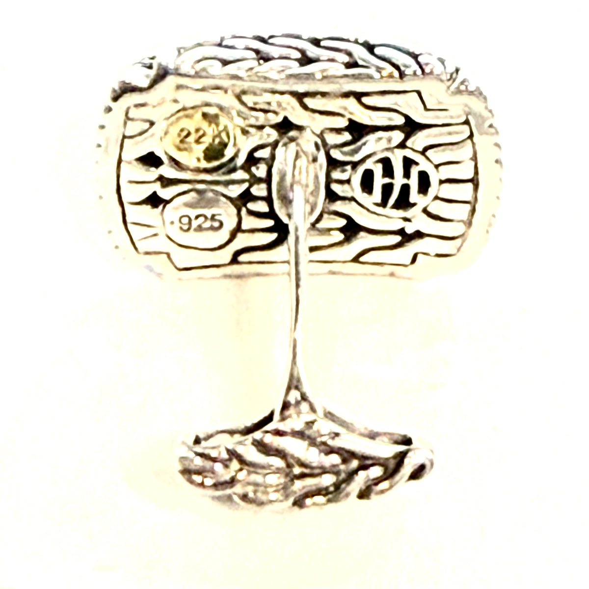 John Hardy Estate Sterling Silver Cufflinks 22K Yellow Gold JH115