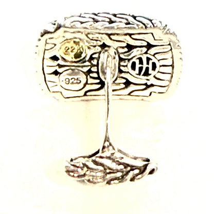 John Hardy Estate Sterling Silver Cufflinks 22K Yellow Gold JH115