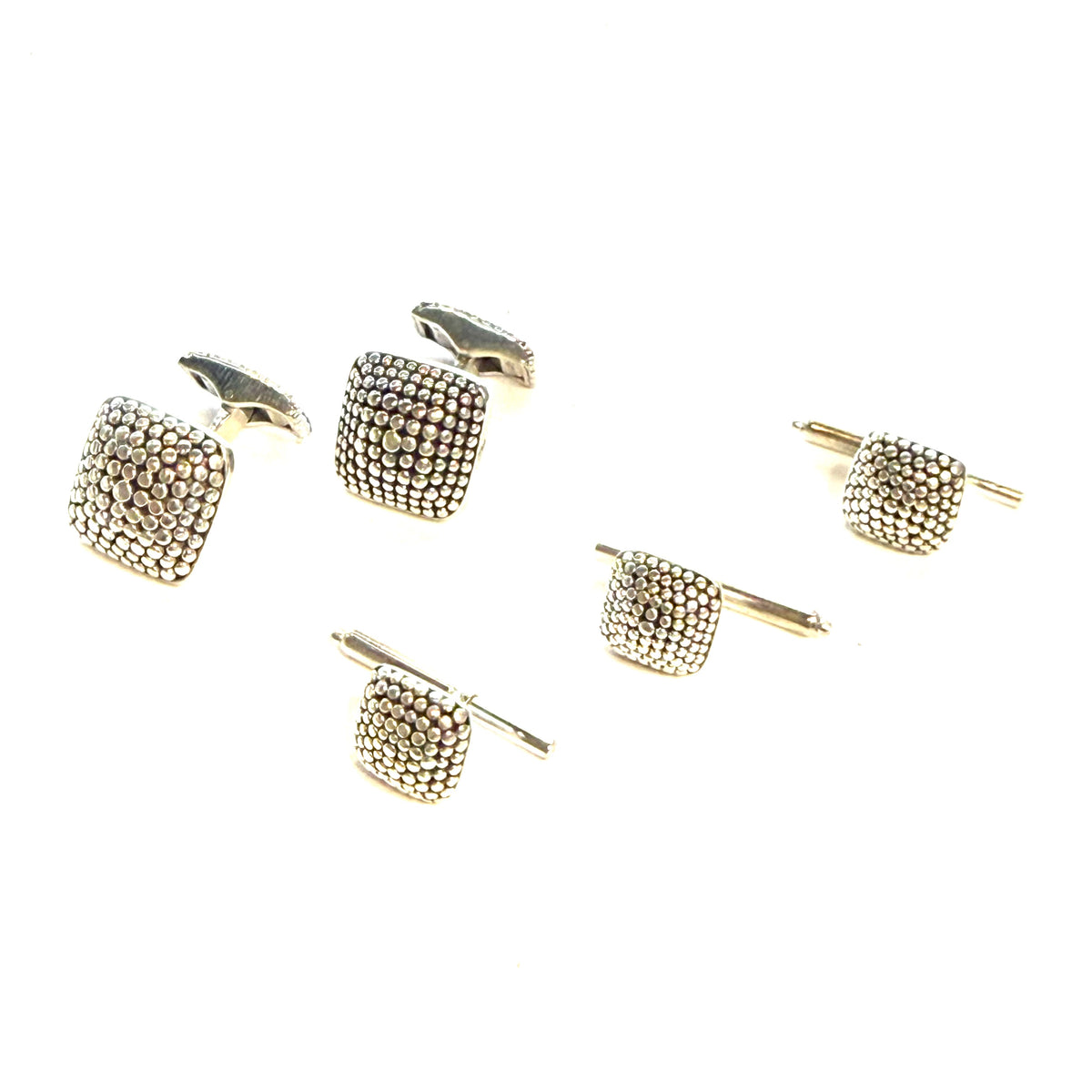 John Hardy Estate Tuxedo Stud & Cufflink Set Sterling Silver JH116