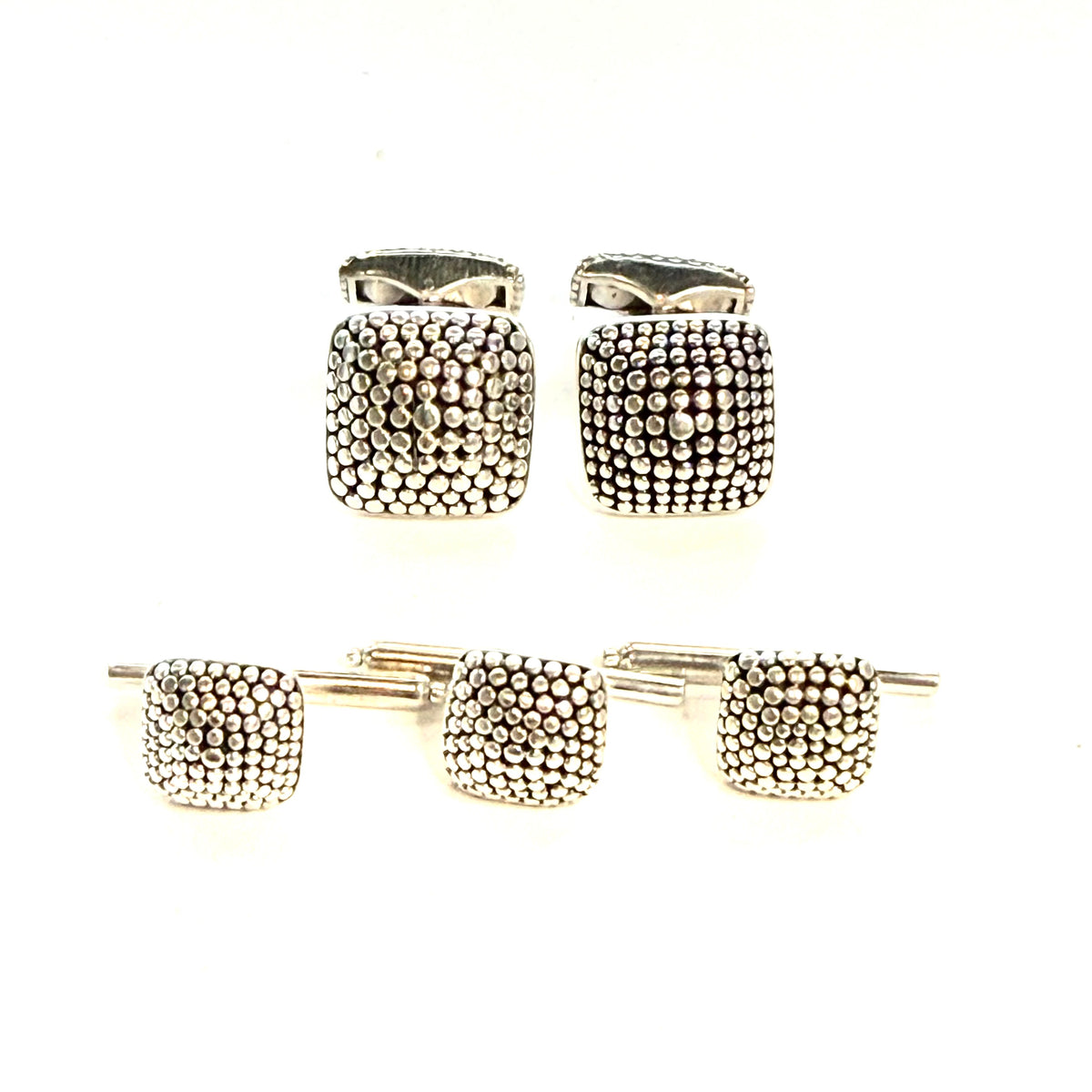 John Hardy Estate Tuxedo Stud & Cufflink Set Sterling Silver JH116