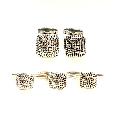 John Hardy Estate Tuxedo Stud & Cufflink Set Sterling Silver JH116