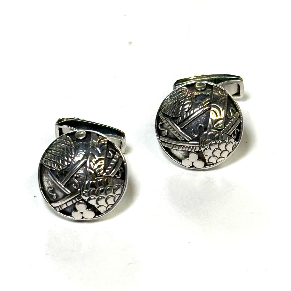 John Hardy Estate Tuxedo Stud & Cufflink Set Sterling Silver JH117