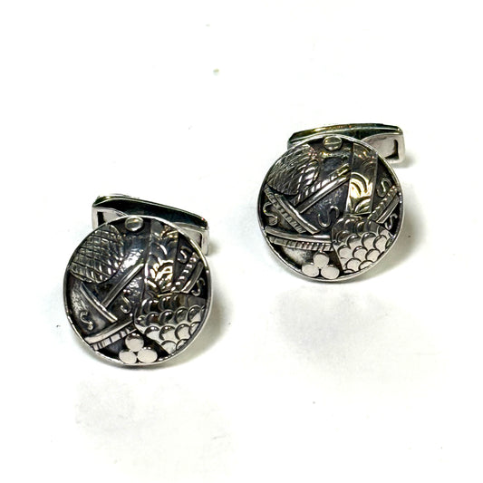 John Hardy Estate Tuxedo Stud & Cufflink Set Sterling Silver JH117