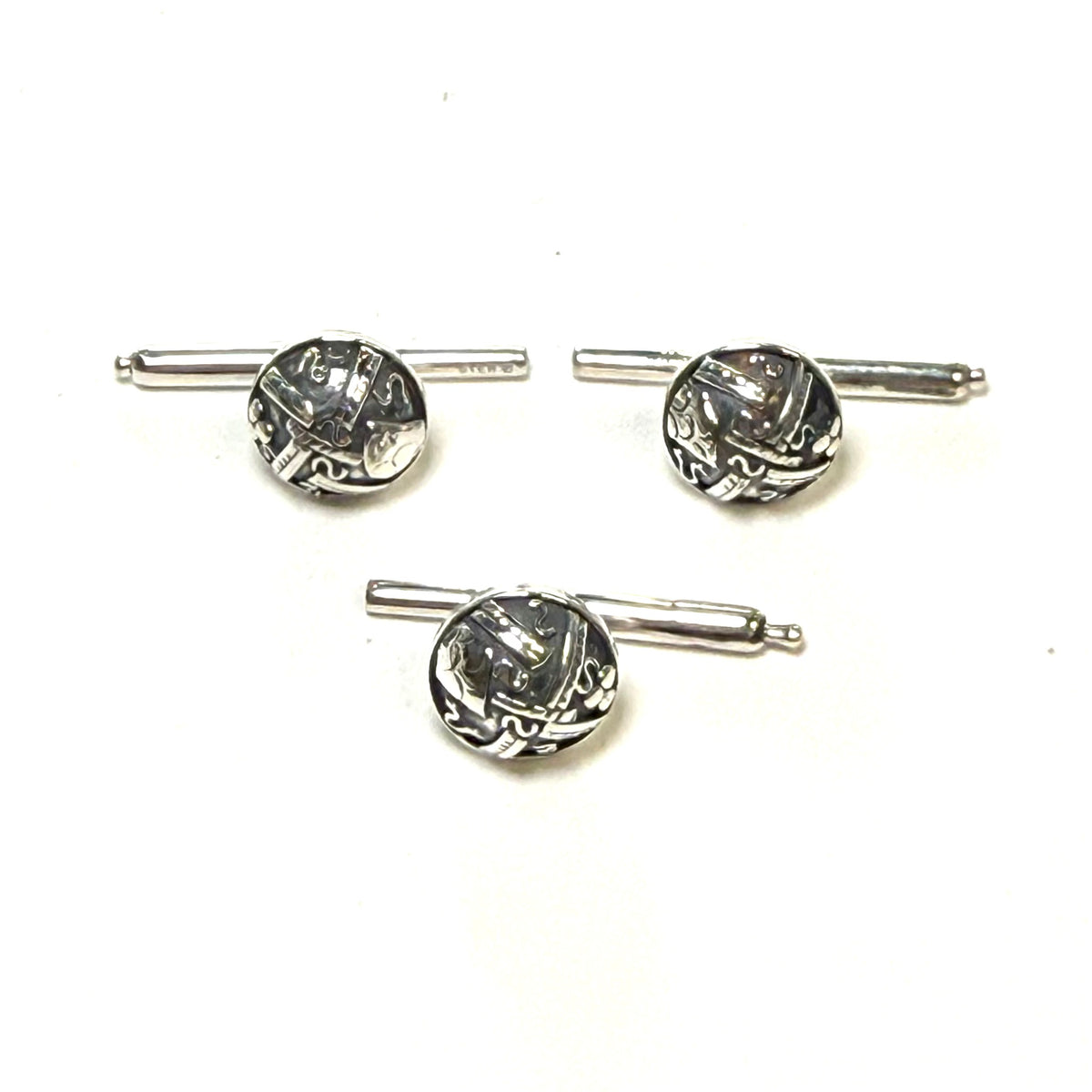 John Hardy Estate Tuxedo Stud & Cufflink Set Sterling Silver JH117