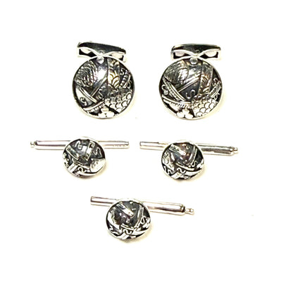 John Hardy Estate Tuxedo Stud & Cufflink Set Sterling Silver JH117
