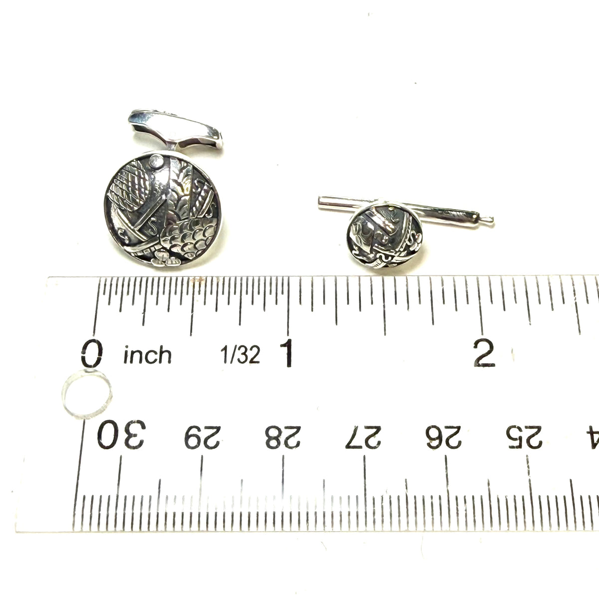 John Hardy Estate Tuxedo Stud & Cufflink Set Sterling Silver JH117