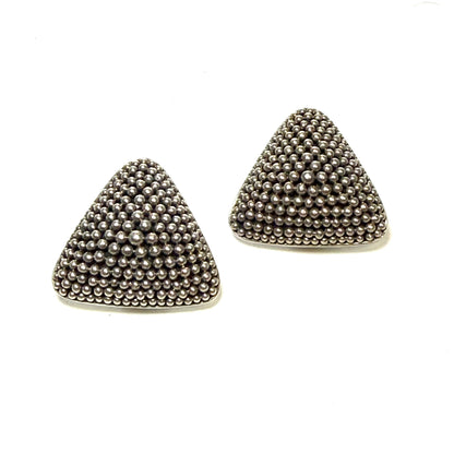 John Hardy Estate Triangular Caviar Bead Clip-On Earrings Sterling Silver JH118