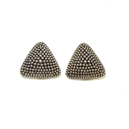 John Hardy Estate Triangular Caviar Bead Clip-On Earrings Sterling Silver JH118