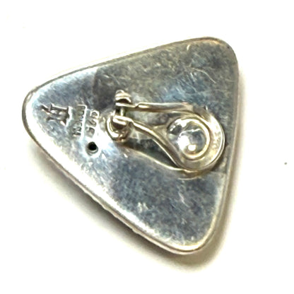 John Hardy Estate Triangular Caviar Bead Clip-On Earrings Sterling Silver JH118