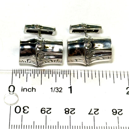 John Hardy Estate Sterling Silver Bamboo Collection Cufflinks JH119