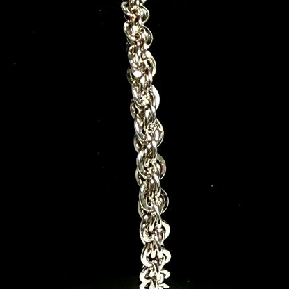 Tiffany & Co Estate Twisted Rope Heart Bracelet 7" Sterling Silver TIF1003