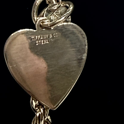 Tiffany & Co Estate Twisted Rope Heart Bracelet 7.5" Sterling Silver TIF1008