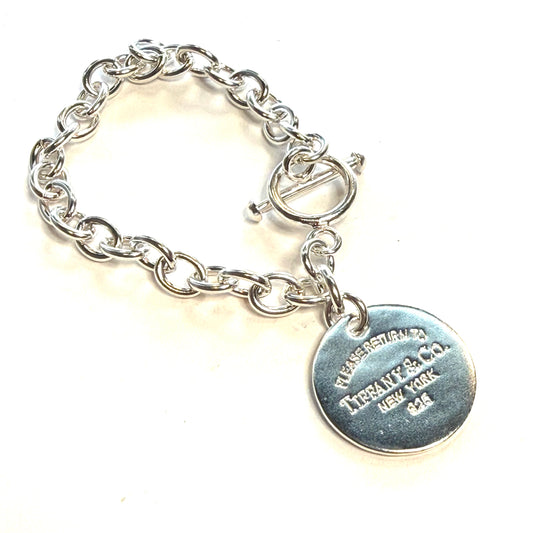 Tiffany & Co Estate Return to Tiffany Toggle Bracelet 7.5" Sterling Silver TIF1012