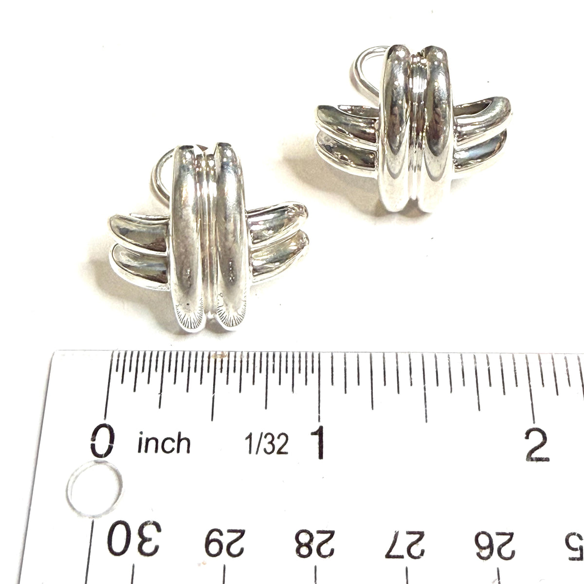 Tiffany & Co Estate X Large Signature Series Earrings Sterling Silver TIF1016