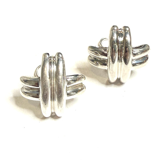 Tiffany & Co Estate X Large Signature Series Earrings Sterling Silver TIF1016