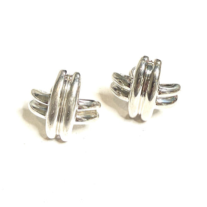 Tiffany & Co Estate X Large Signature Series Earrings Sterling Silver TIF1016